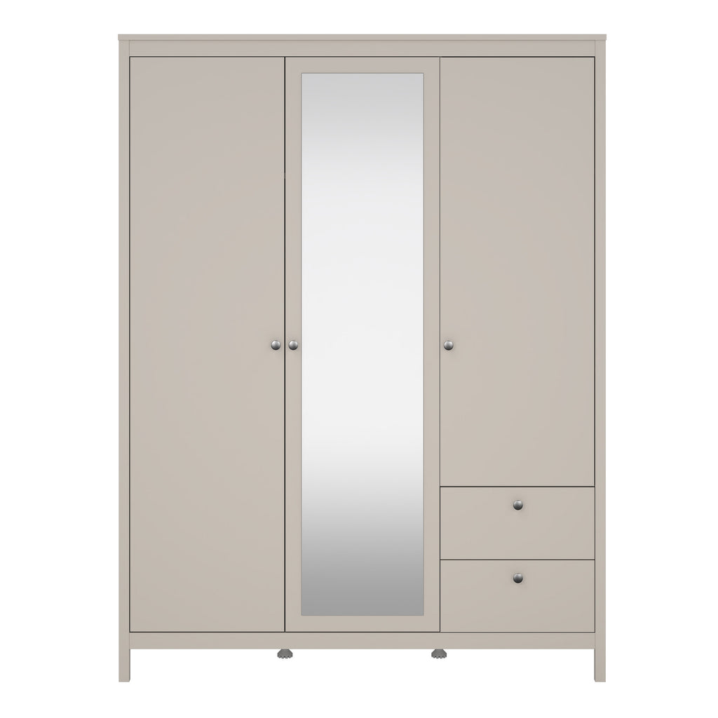Maria Wardrobe with 2 Doors + 1 Mirror Door + 2 Drawers in Cashmere