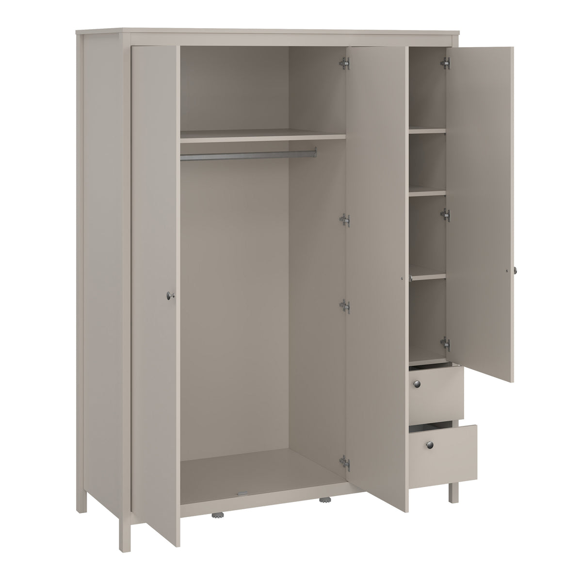 Maria Wardrobe with 2 Doors + 1 Mirror Door + 2 Drawers in Cashmere