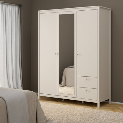 Maria Wardrobe with 2 Doors + 1 Mirror Door + 2 Drawers in Cashmere