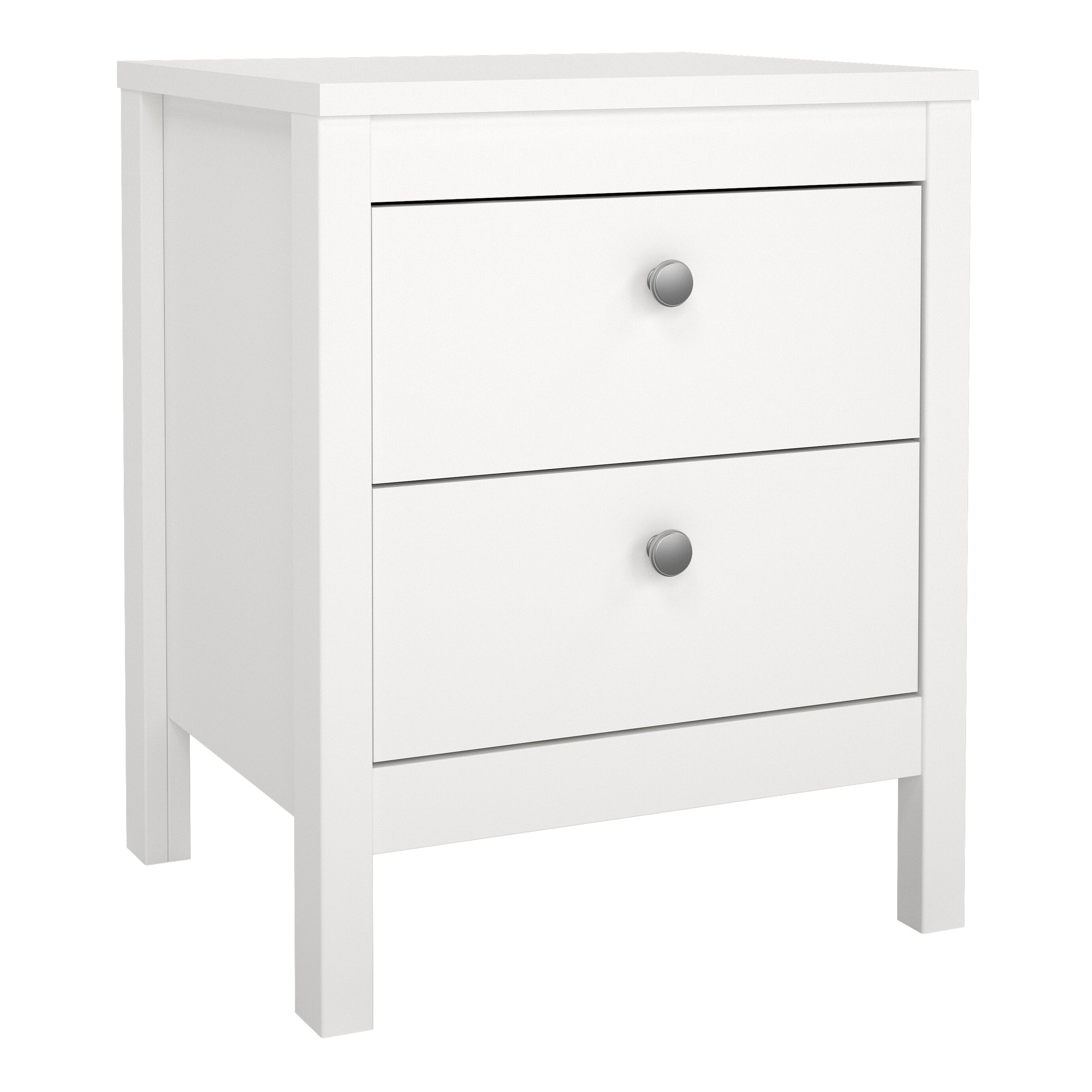 Maria Bedside Table 2 Drawers in White