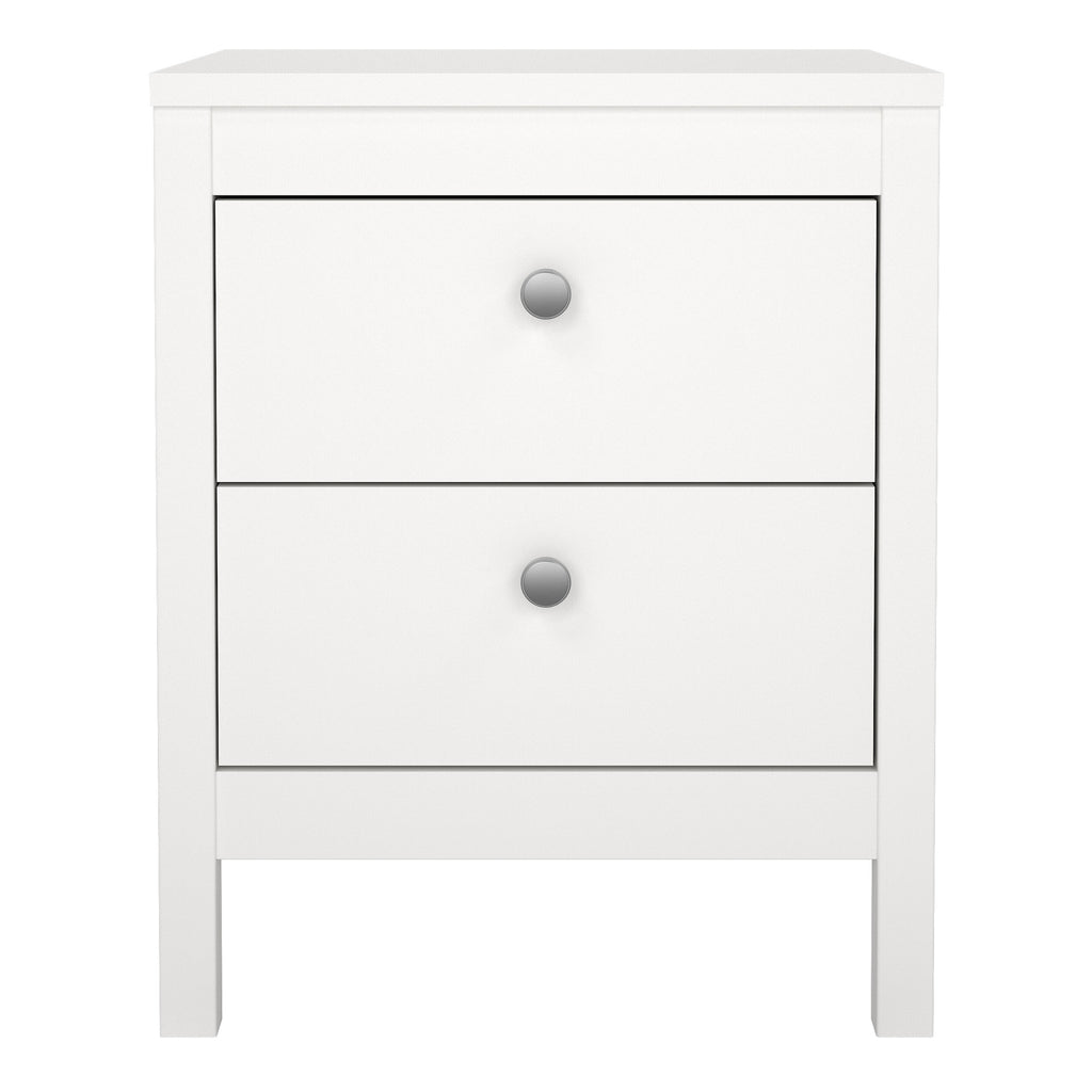Maria Bedside Table 2 Drawers in White