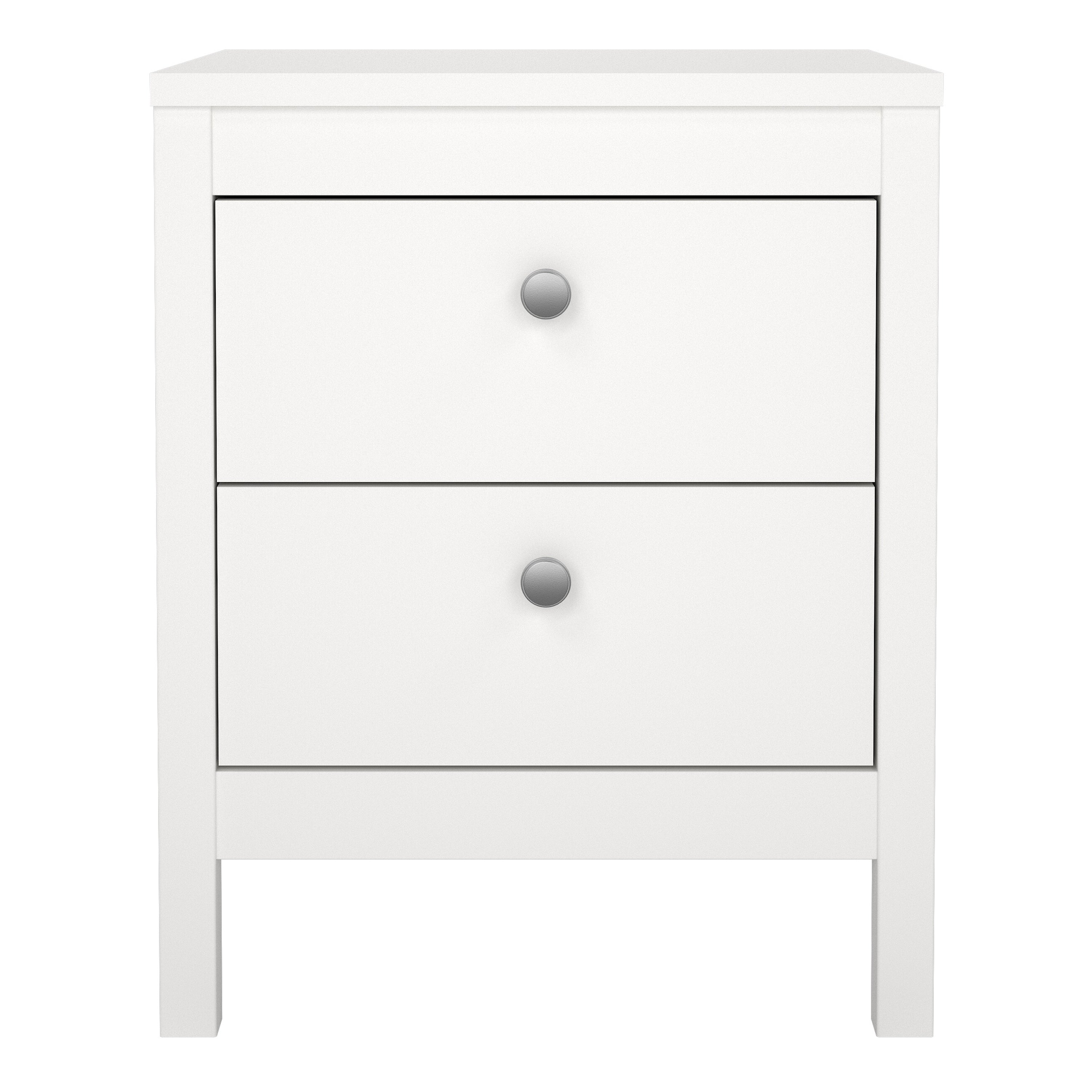 Maria Bedside Table 2 Drawers in White