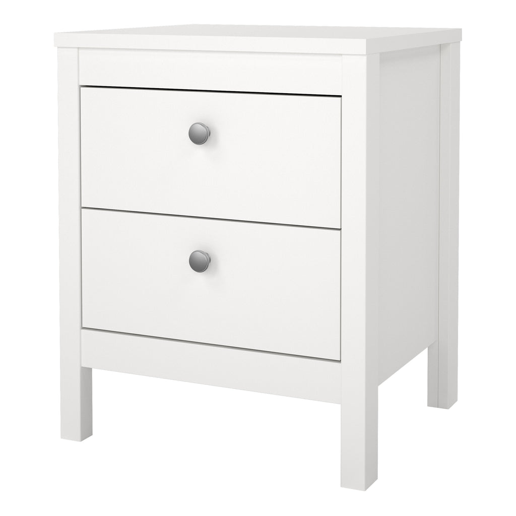 Maria Bedside Table 2 Drawers in White