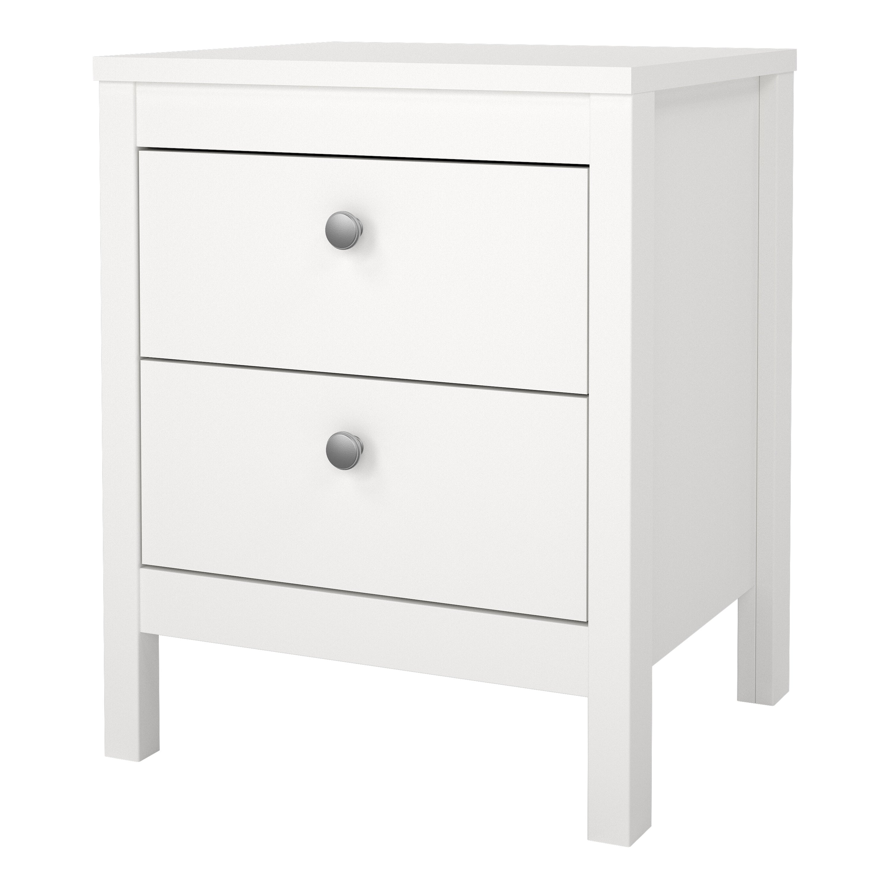 Maria Bedside Table 2 Drawers in White