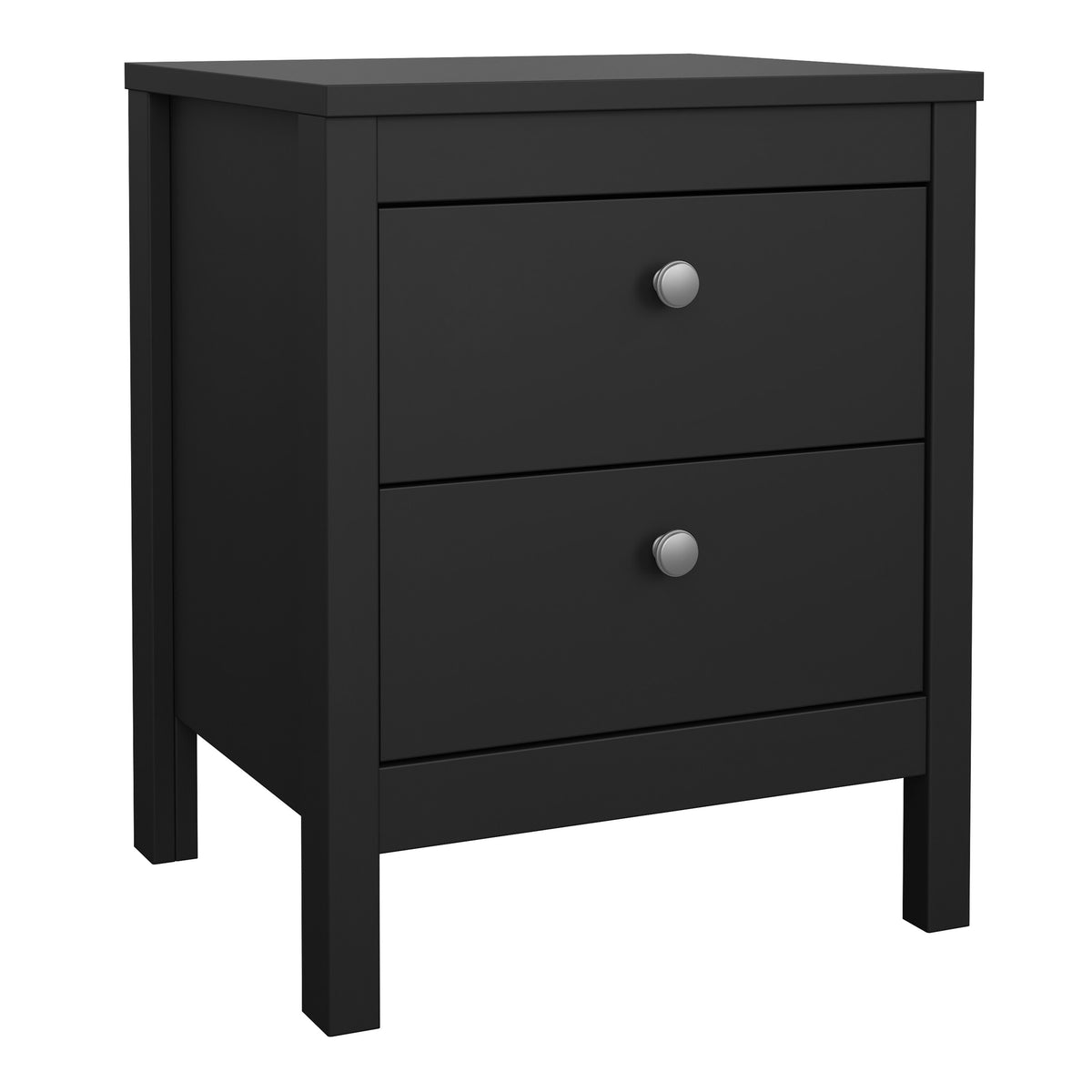 Maria Bedside Table 2 Drawers in Matt Black