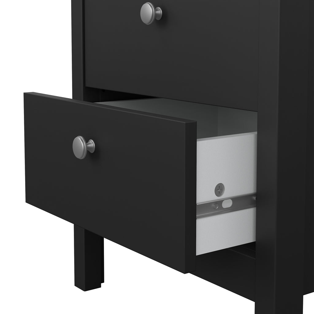 Maria Bedside Table 2 Drawers in Matt Black