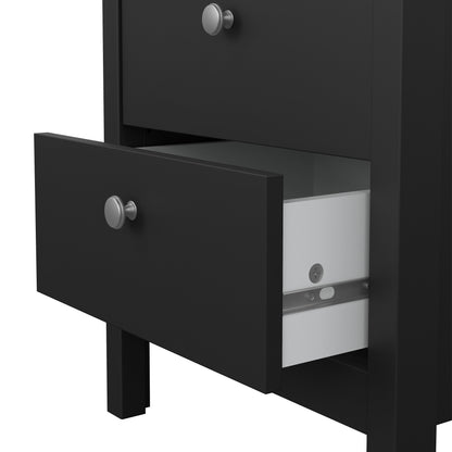 Maria Bedside Table 2 Drawers in Matt Black