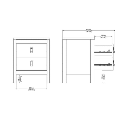 Maria Bedside Table 2 Drawers in Matt Black