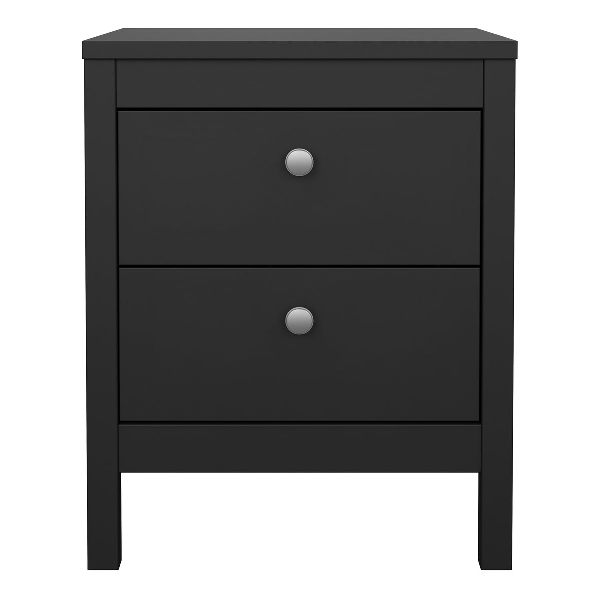 Maria Bedside Table 2 Drawers in Matt Black