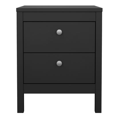 Maria Bedside Table 2 Drawers in Matt Black