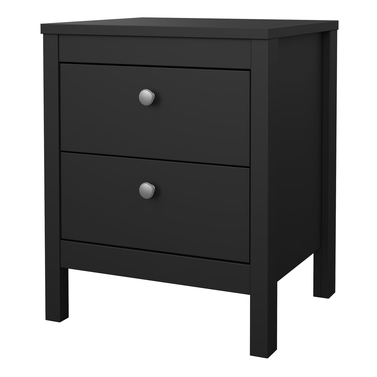 Maria Bedside Table 2 Drawers in Matt Black