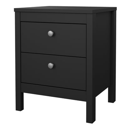 Maria Bedside Table 2 Drawers in Matt Black
