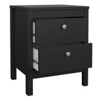 Maria Bedside Table 2 Drawers in Matt Black