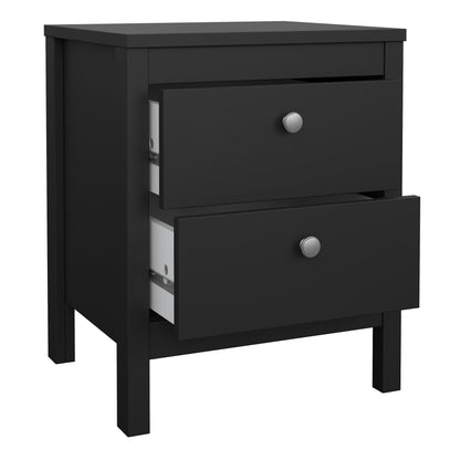 Maria Bedside Table 2 Drawers in Matt Black
