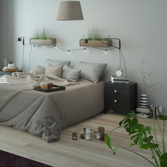 Maria Bedside Table 2 Drawers in Matt Black
