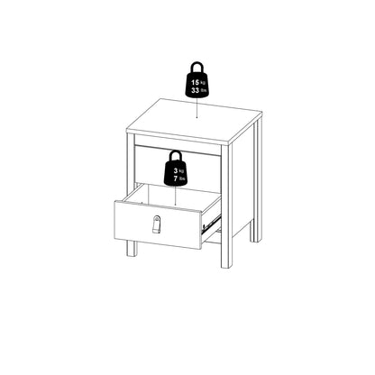 Maria Bedside Table 2 Drawers in Jackson Hickory Oak