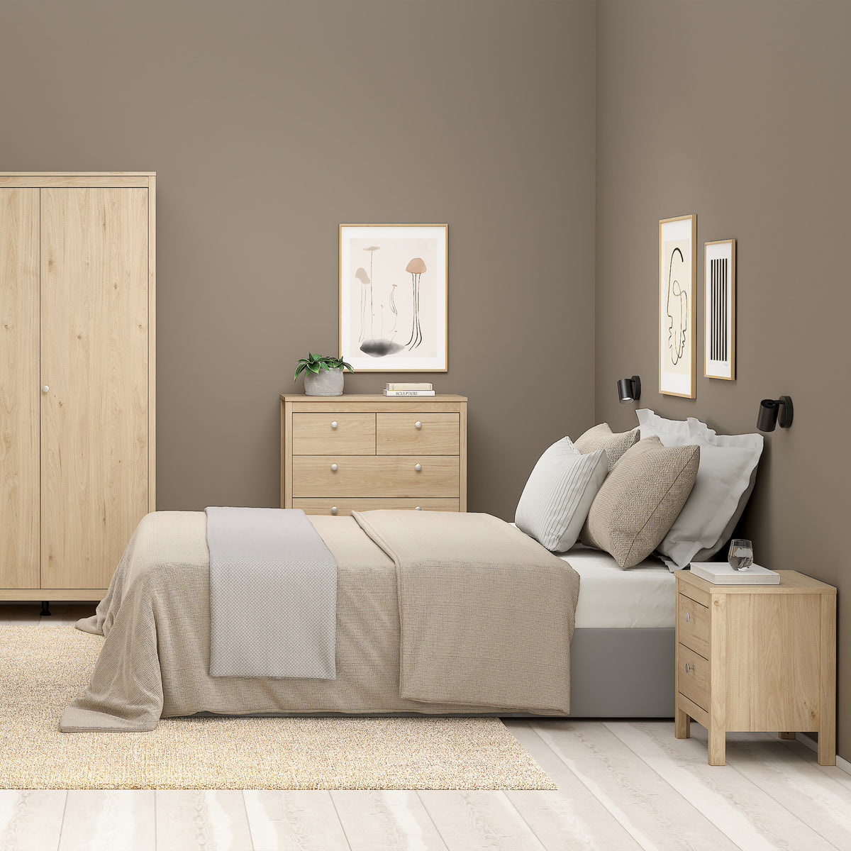 Maria Bedside Table 2 Drawers in Jackson Hickory Oak
