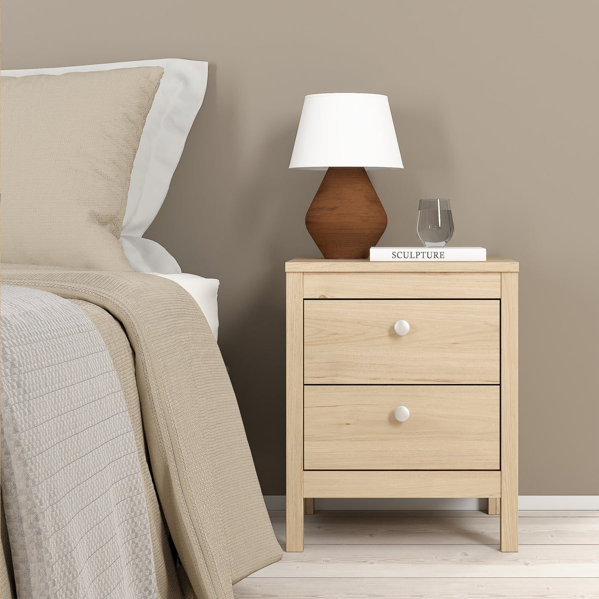 Maria Bedside Table 2 Drawers in Jackson Hickory Oak