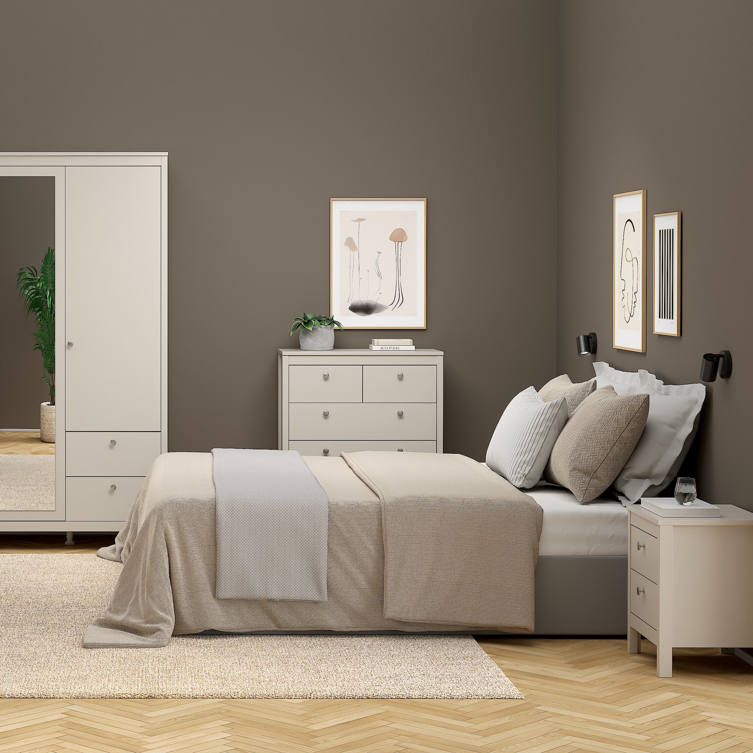 Maria Bedside Table 2 Drawers in Cashmere
