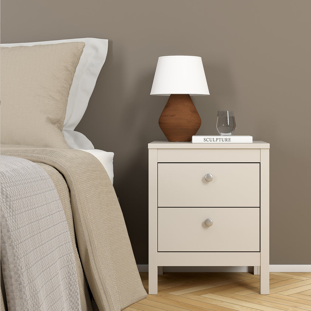 Maria Bedside Table 2 Drawers in Cashmere