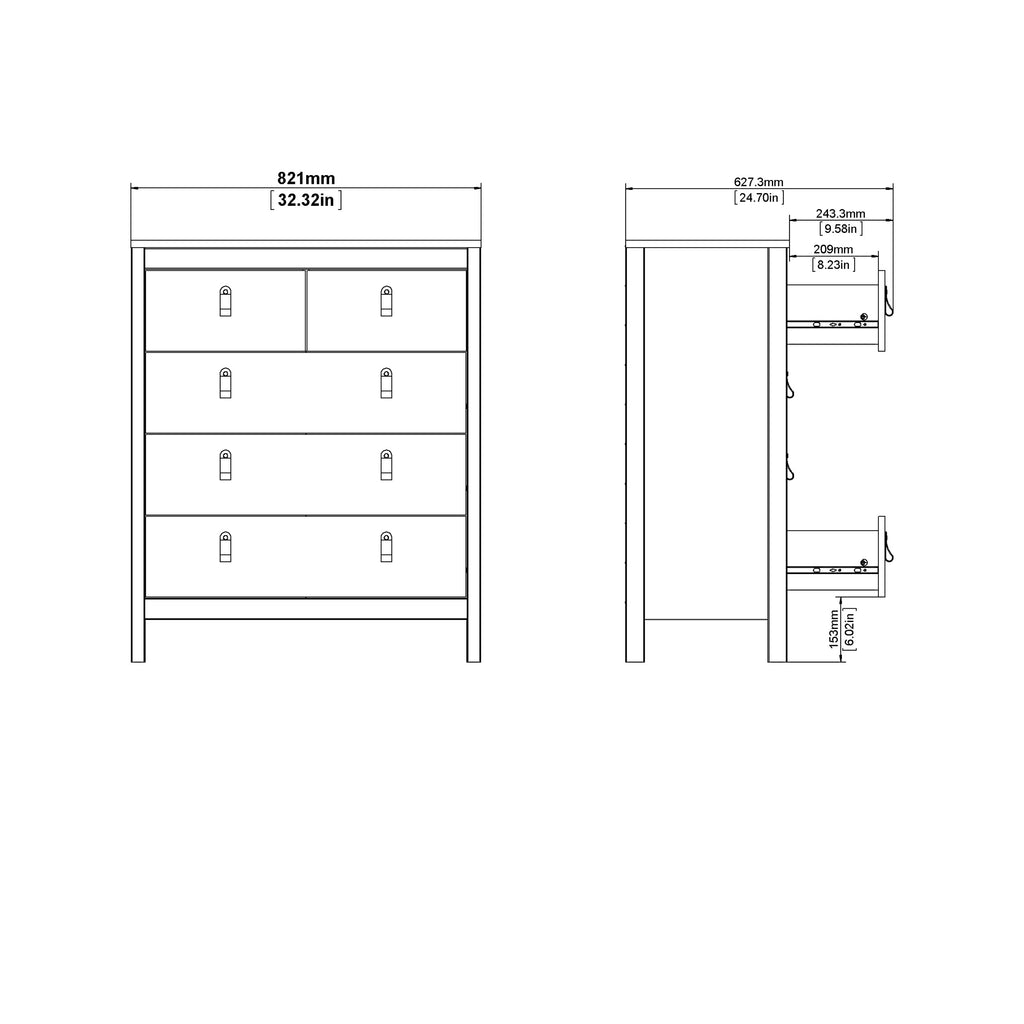 Maria Chest 3+2 Drawers in White