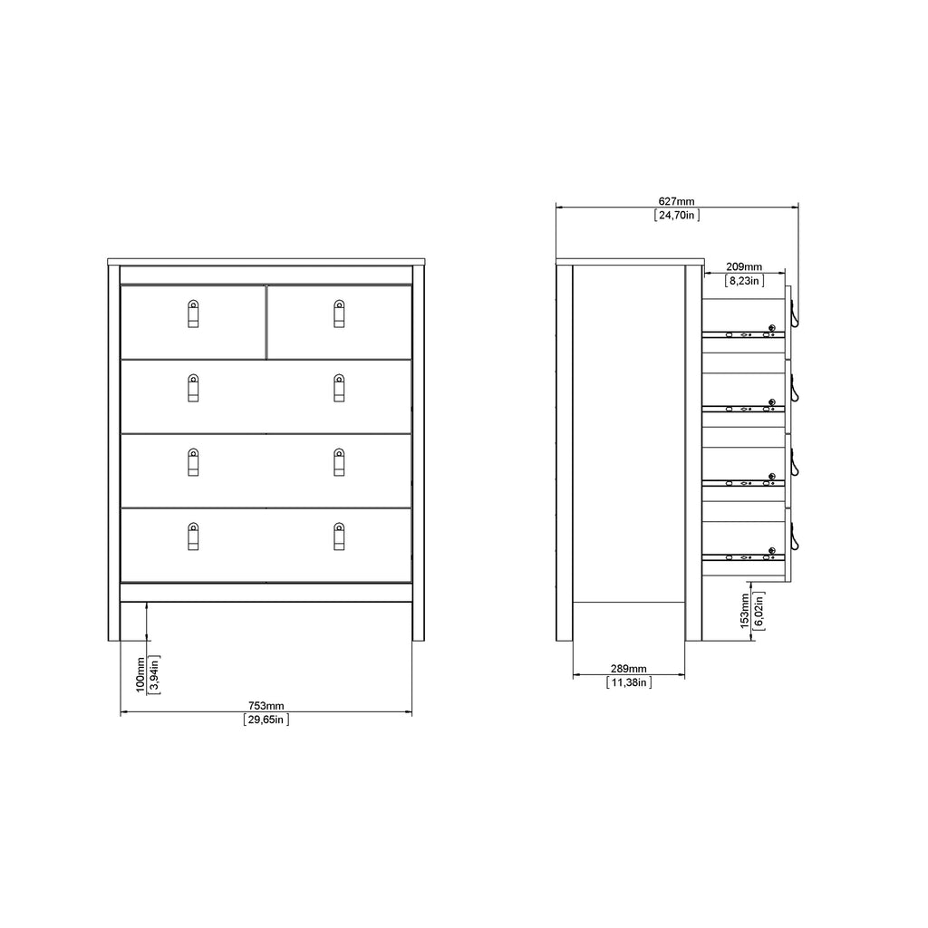 Maria Chest 3+2 Drawers in Matt Black