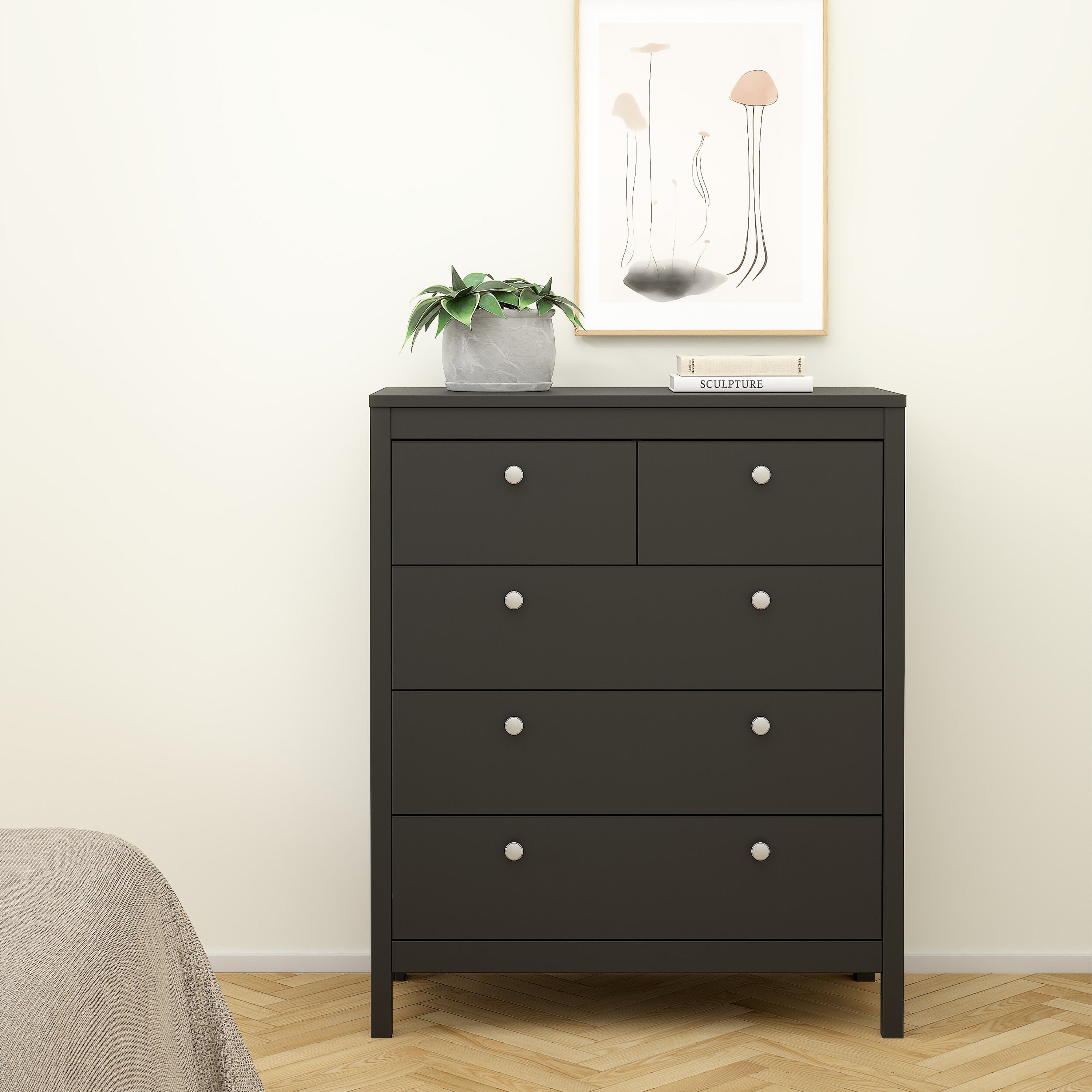 Maria Chest 3+2 Drawers in Matt Black