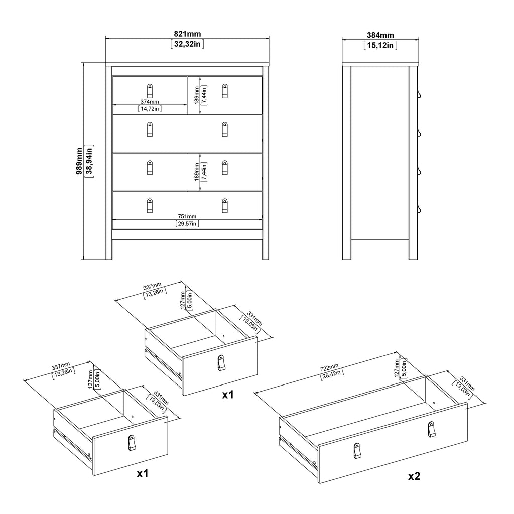 Maria Chest 3+2 Drawers in Jackson Hickory Oak