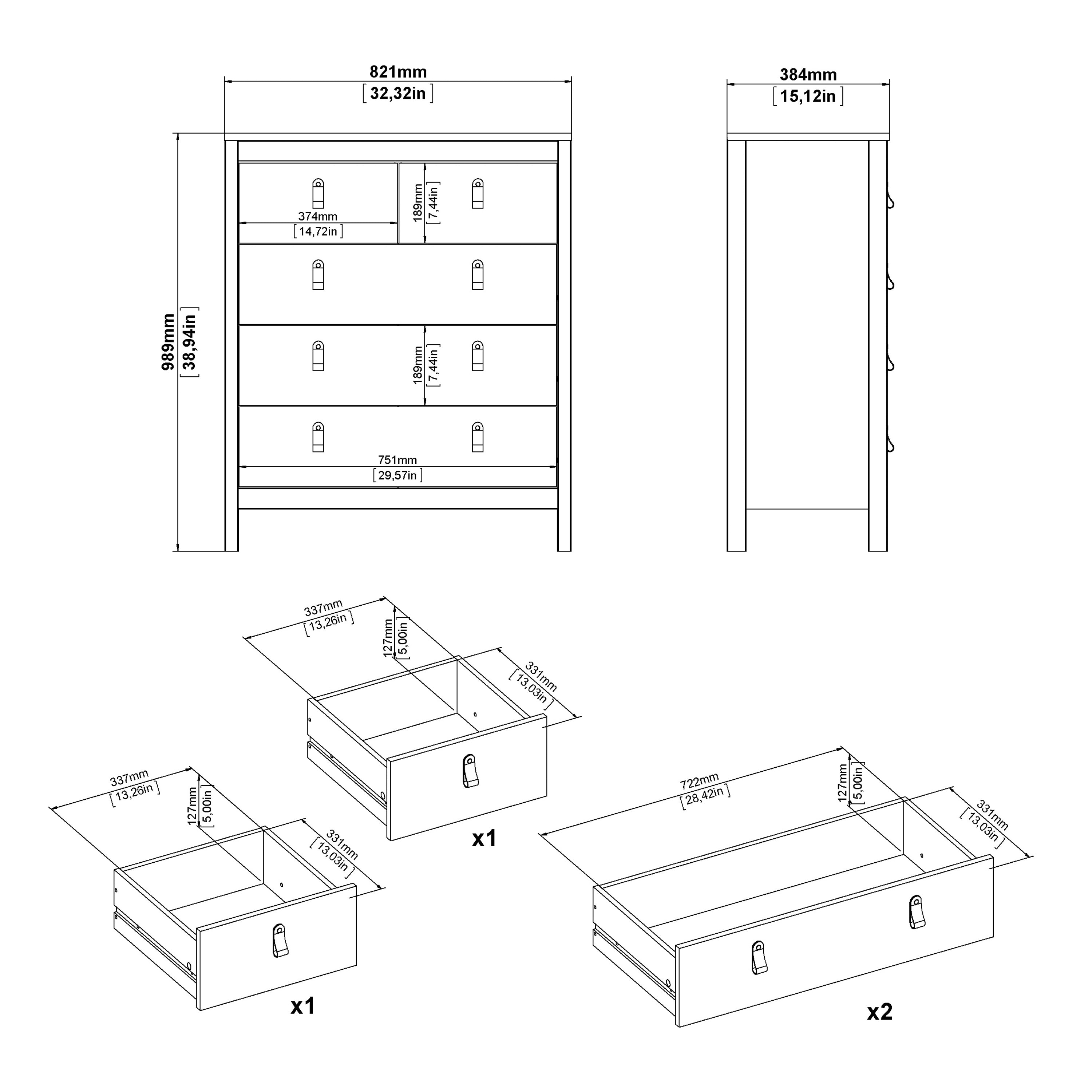 Maria Chest 3+2 Drawers in Jackson Hickory Oak