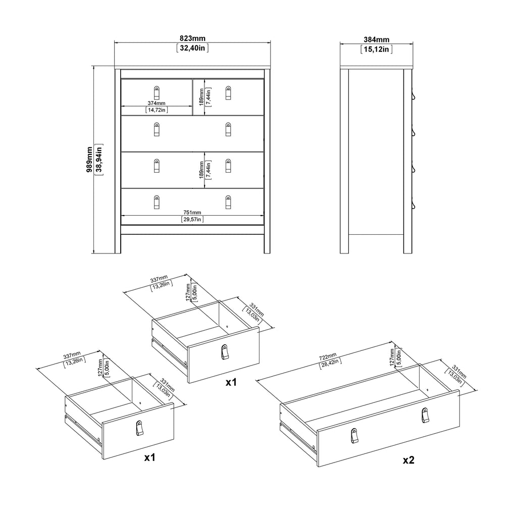 Maria Chest 3+2 Drawers in Cashmere