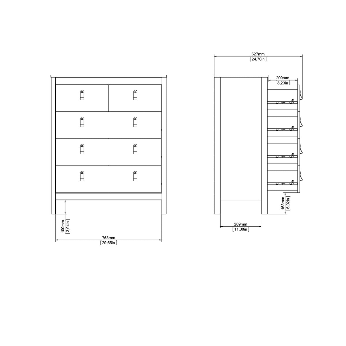 Maria Chest 3+2 Drawers in Cashmere