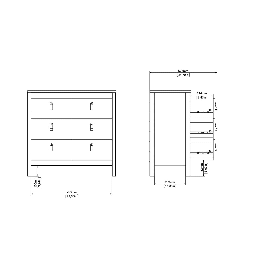 Maria Chest 3 Drawers in White