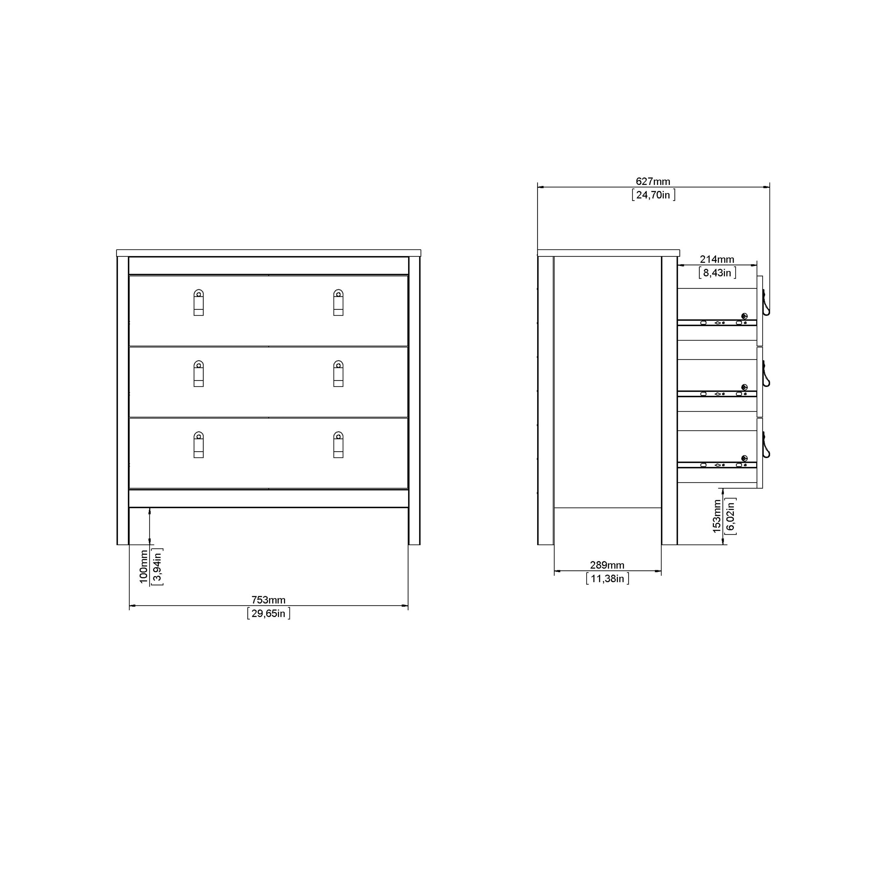 Maria Chest 3 Drawers in Matt Black