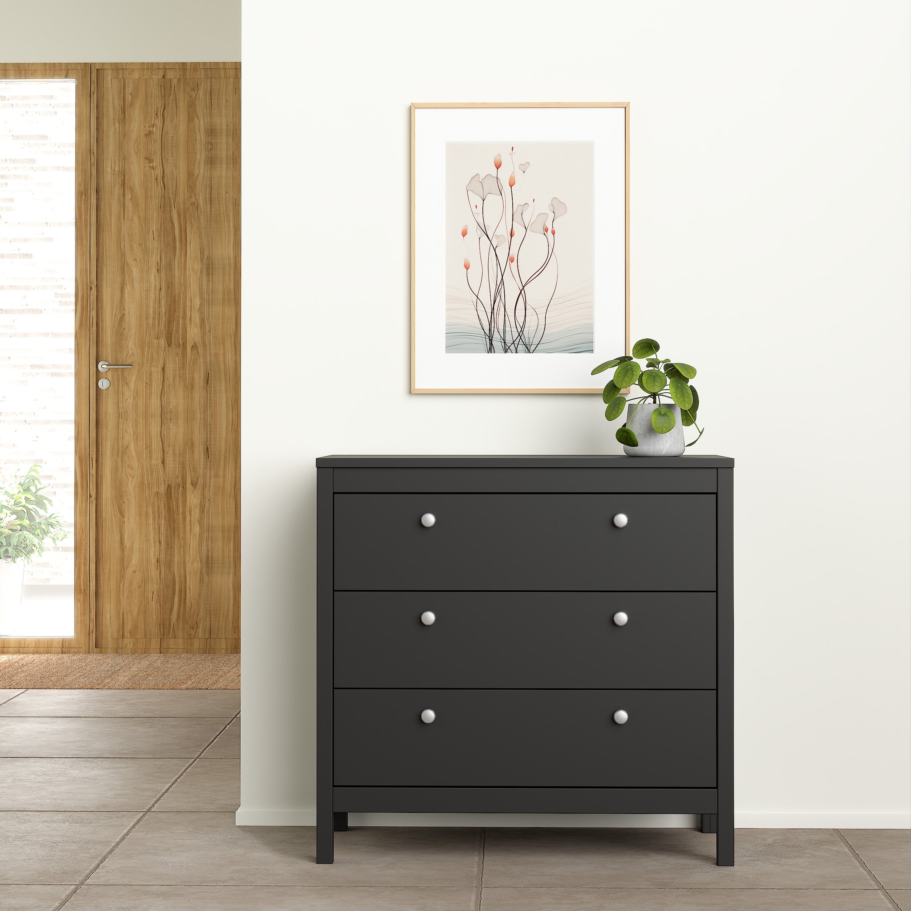 Maria Chest 3 Drawers in Matt Black