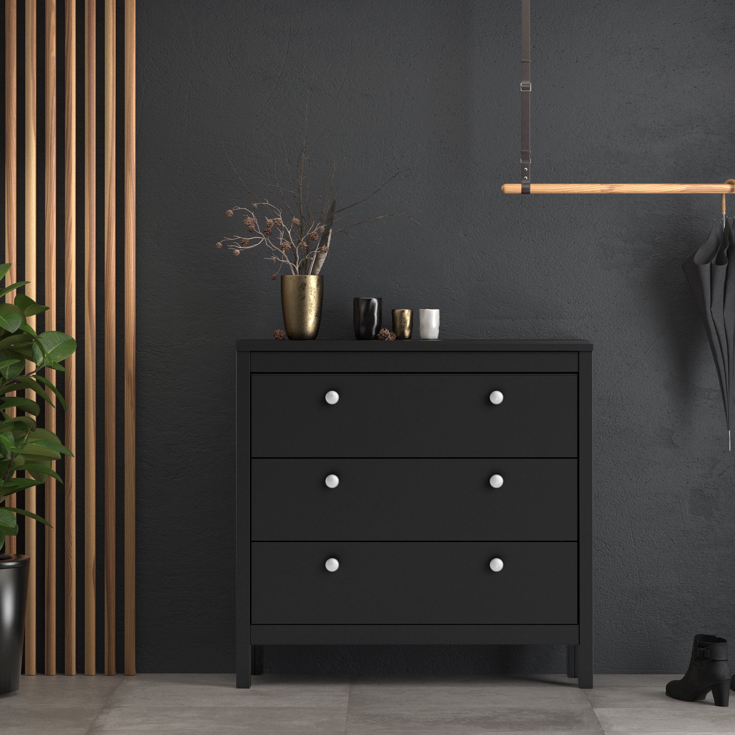 Maria Chest 3 Drawers in Matt Black