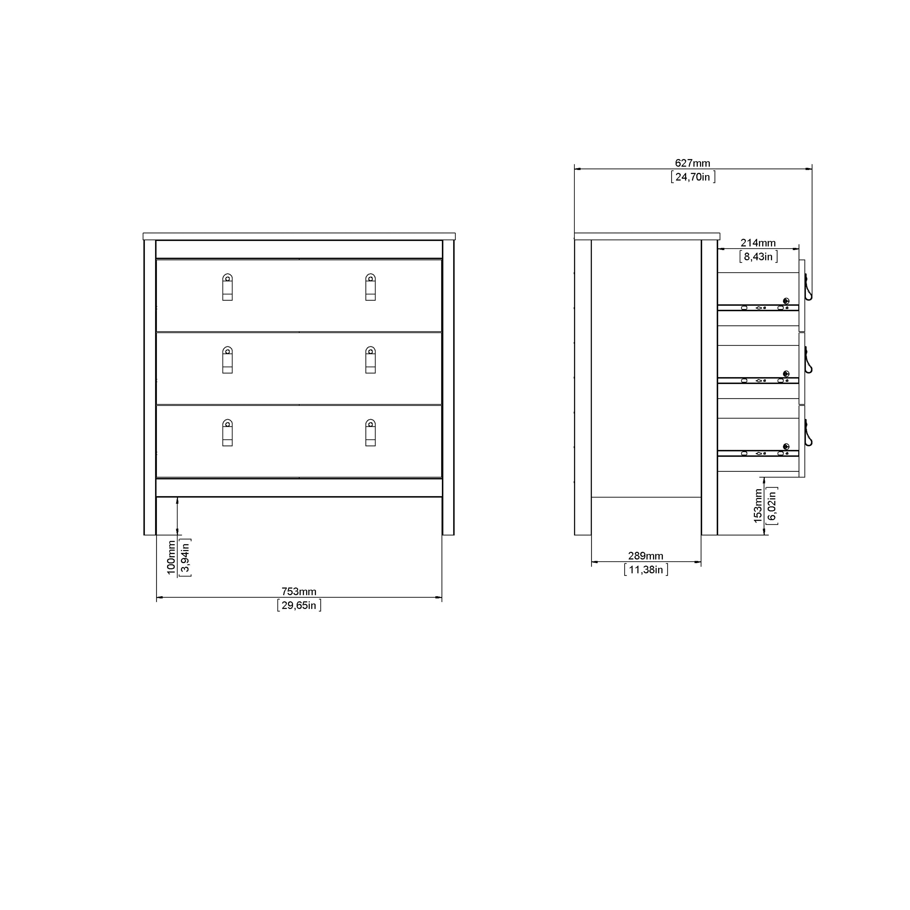 Maria Chest 3 Drawers in Cashmere