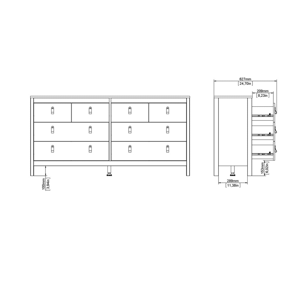 Maria Double Dresser 4+4 Drawers in White