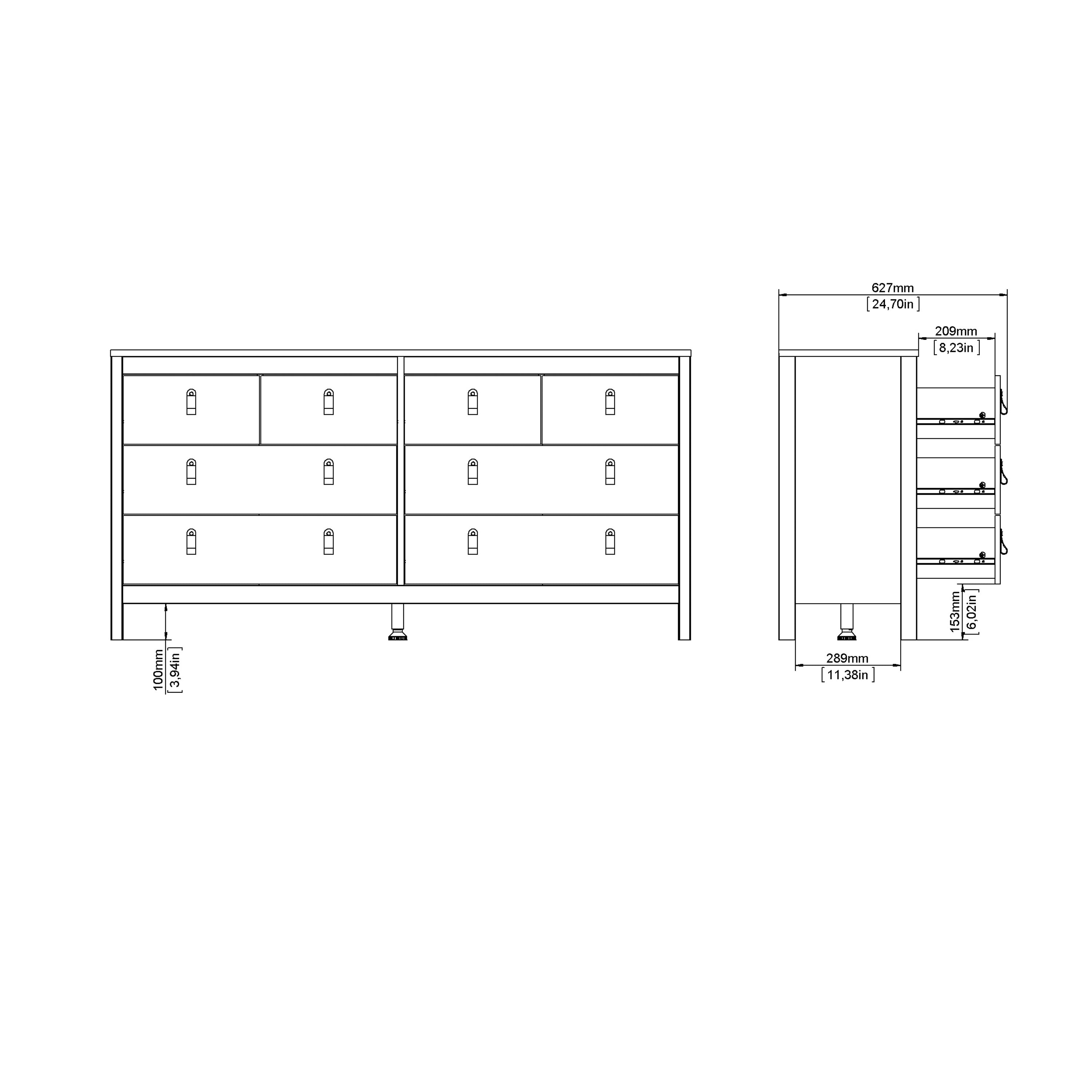 Maria Double Dresser 4+4 Drawers in White