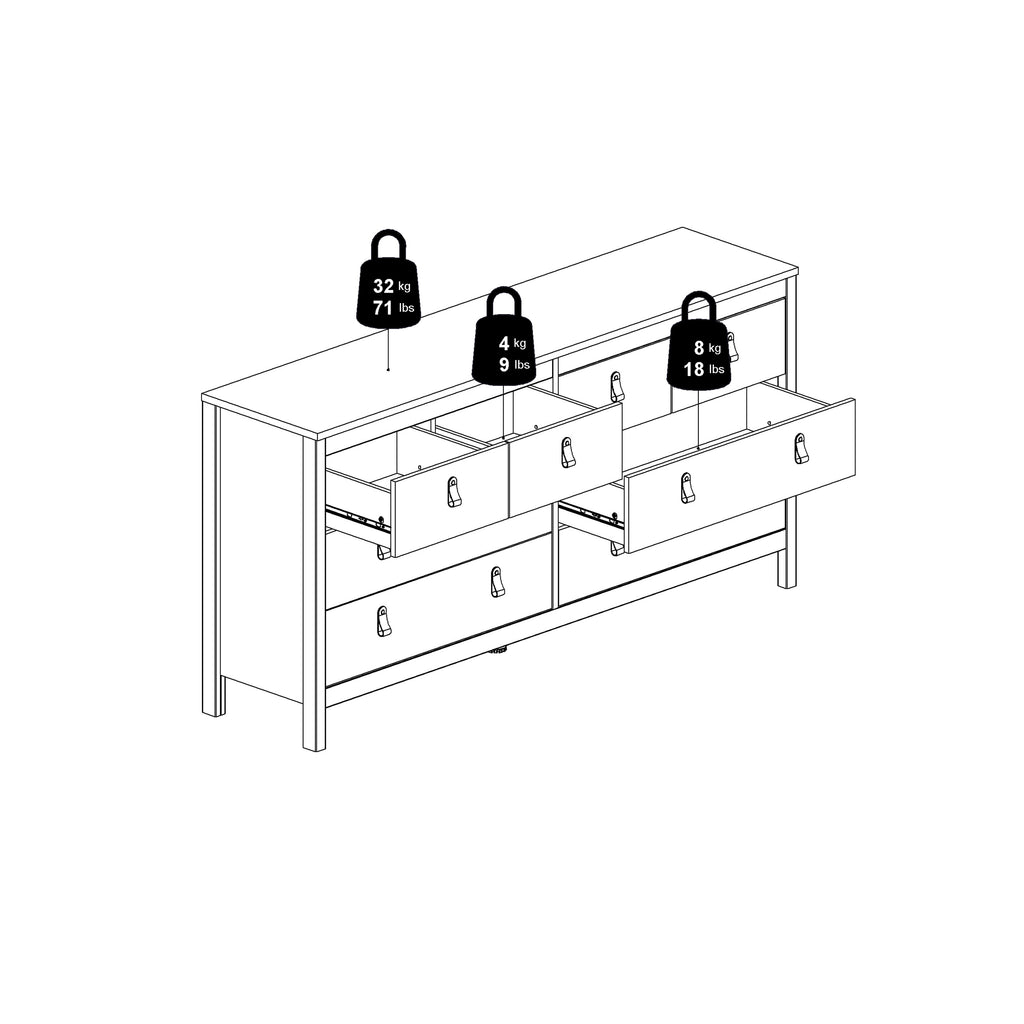 Maria Double Dresser 4+4 Drawers in White