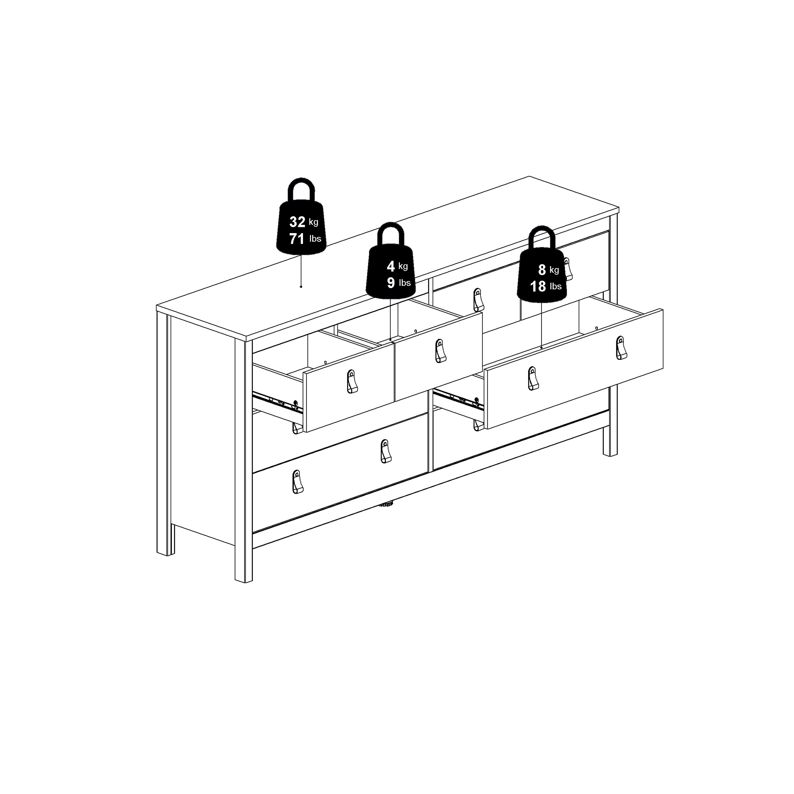 Maria Double Dresser 4+4 Drawers in White