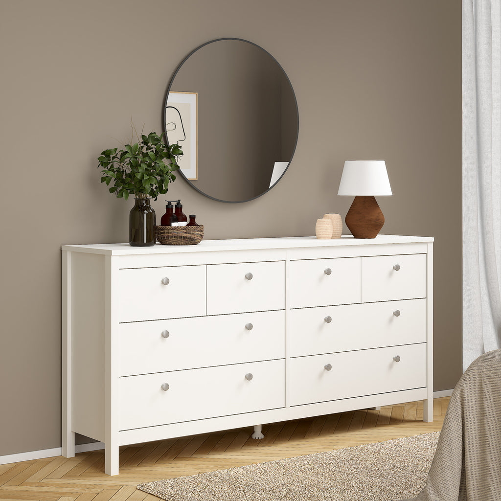 Maria Double Dresser 4+4 Drawers in White