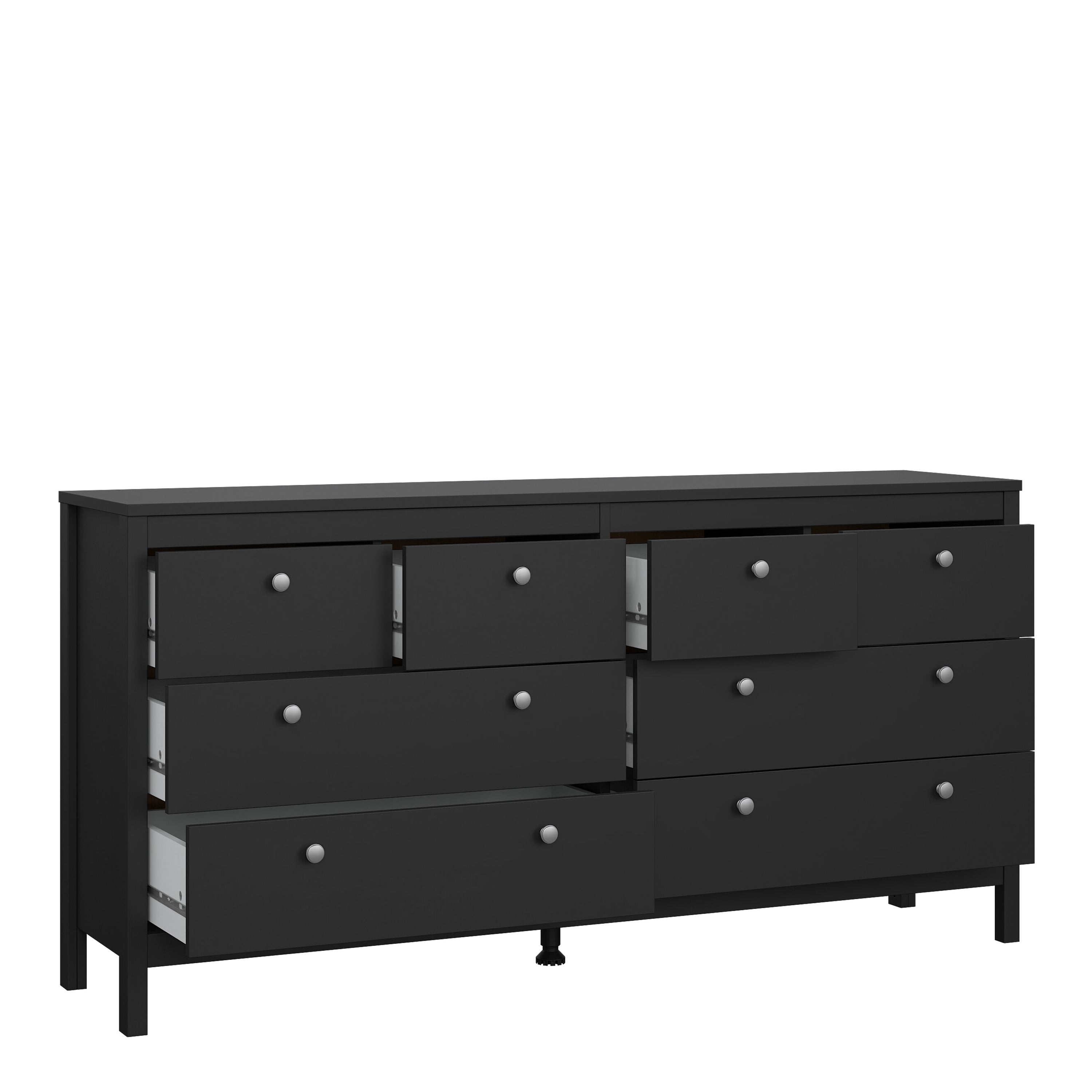 Maria Double Dresser 4+4 Drawers in Matt Black