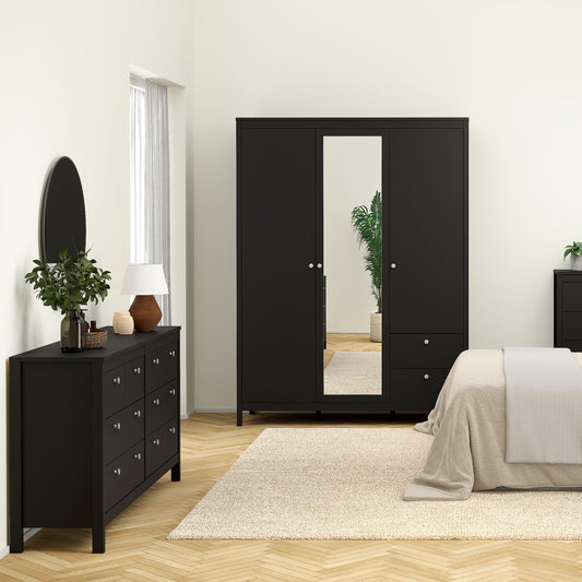 Maria Double Dresser 4+4 Drawers in Matt Black