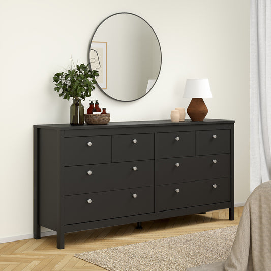 Maria Double Dresser 4+4 Drawers in Matt Black