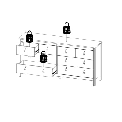 Maria Double Dresser 4+4 Drawers in Cashmere