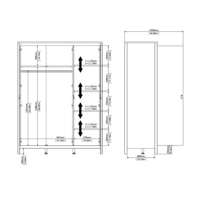 Maria Wardrobe with 3 Doors in Matt Black