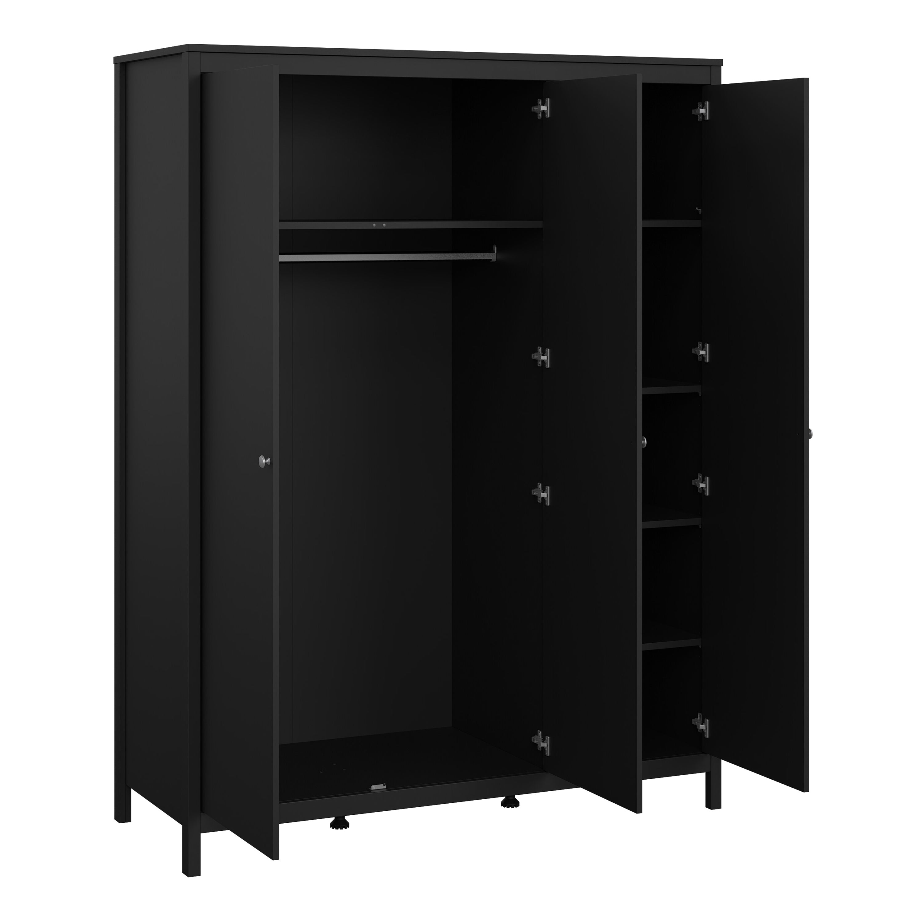 Maria Wardrobe with 3 Doors in Matt Black