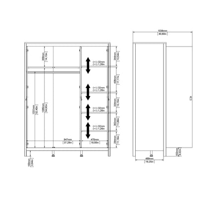 Maria Wardrobe with 3 Doors in Jackson Hickory Oak