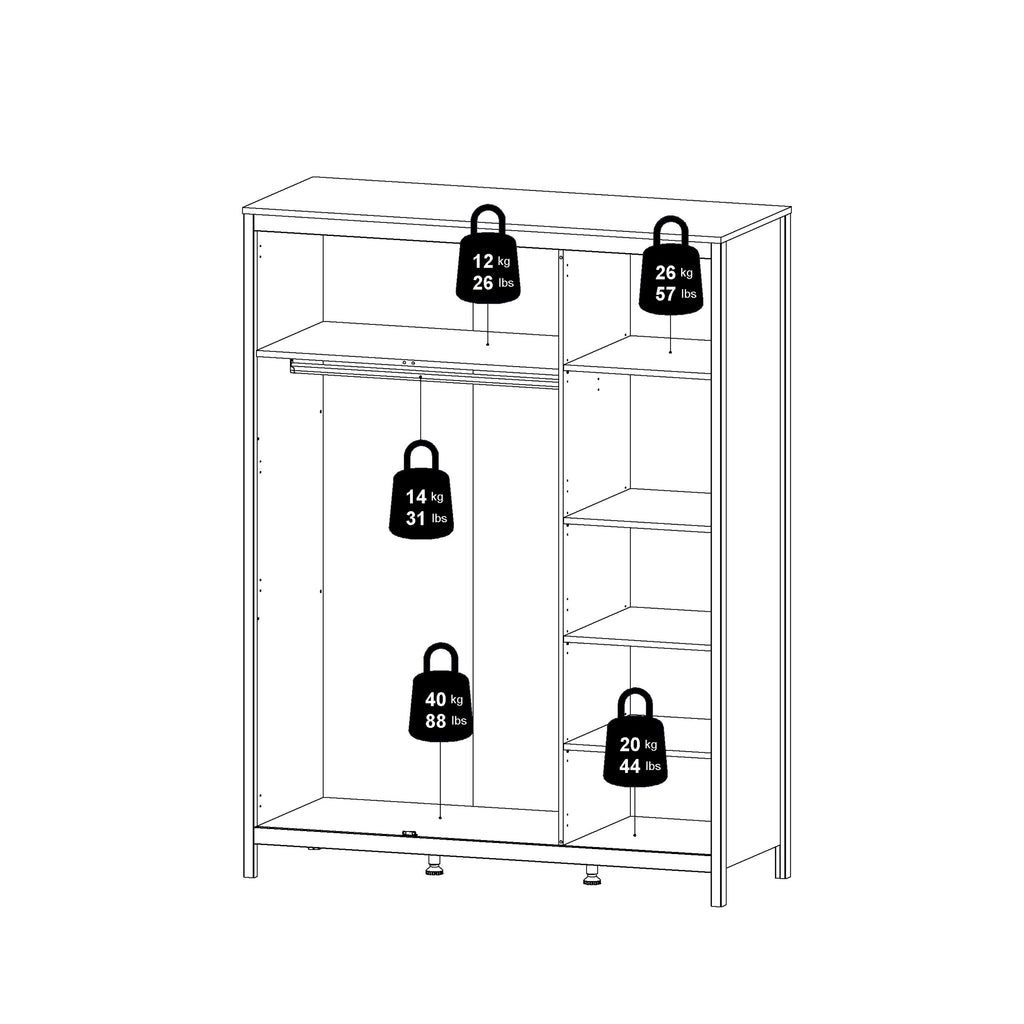 Maria Wardrobe with 3 Doors in Jackson Hickory Oak