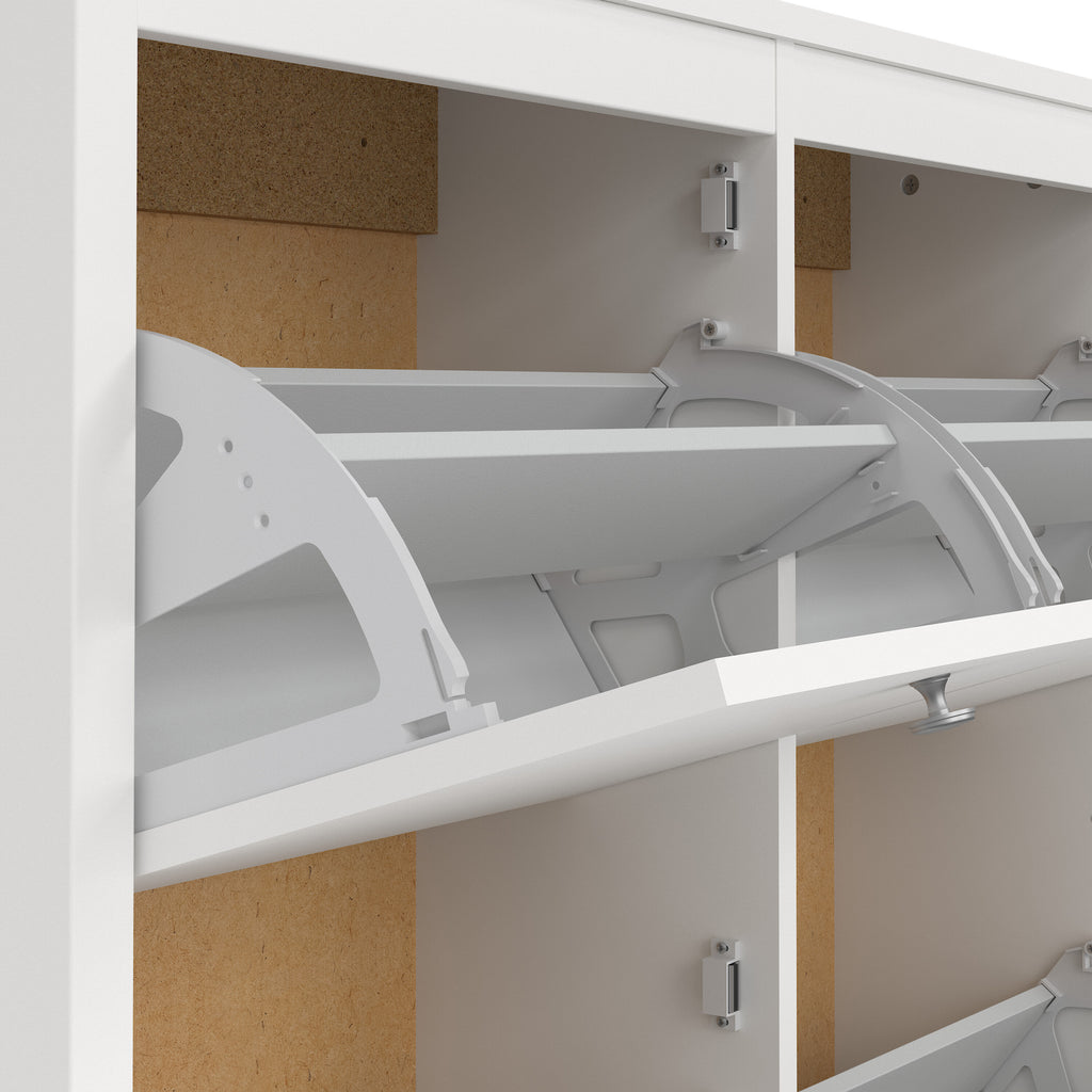 Maria Shoe Cabinet 4 Flip Down Doors in White